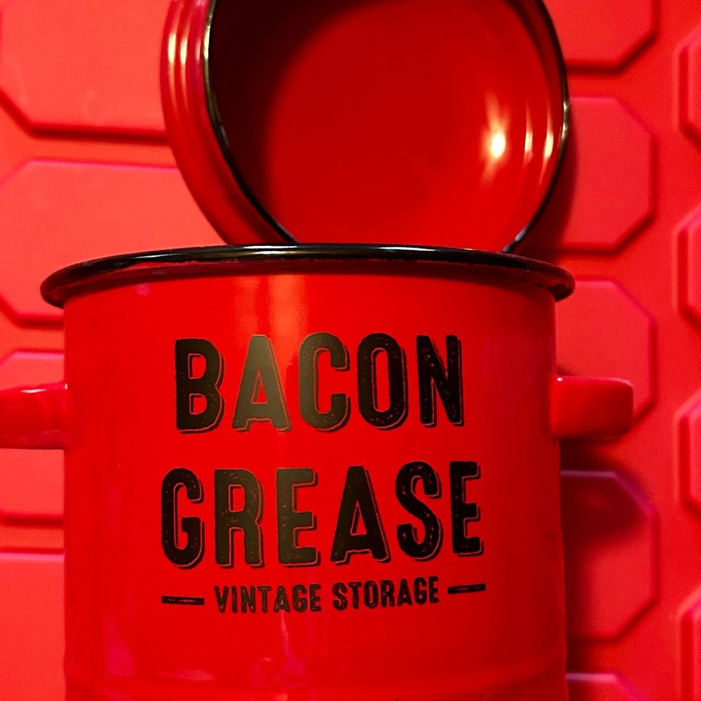 Vintagey Storage Red Bacon Grease Container